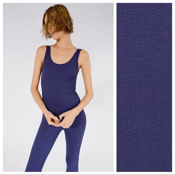 Zara Pants - NWT. Zara Limitless Contour Collection Blue Seamless Jumpsuit. Size XS-S.